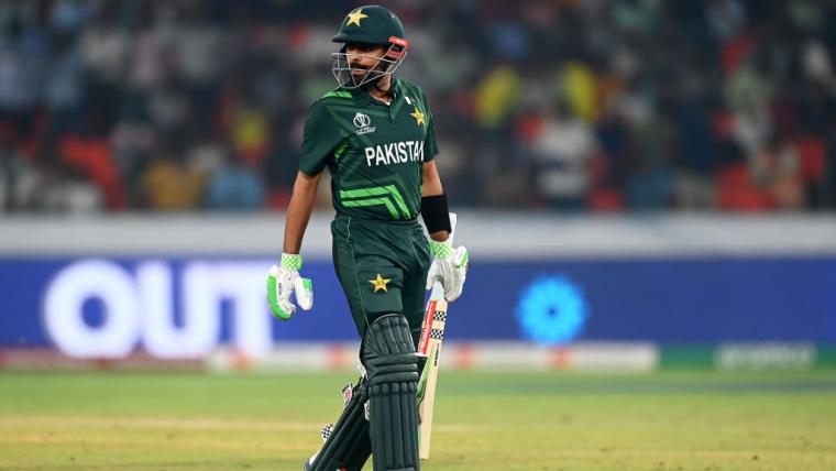 What was Babar Azam’s score today in the World Cup match between Pakistan and Afghanistan?